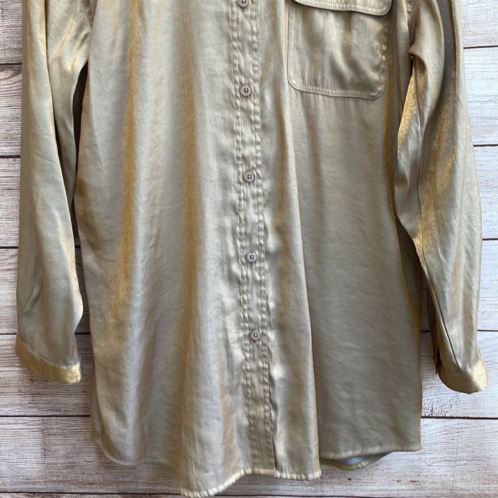VINTAGE CAROLE LITTLE SPORT TUNIC TOP IN METALLIC GOLD - Picture 3 of 7